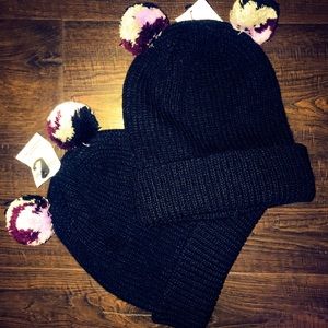 NWT BOGO Double Mini Pom Beanies